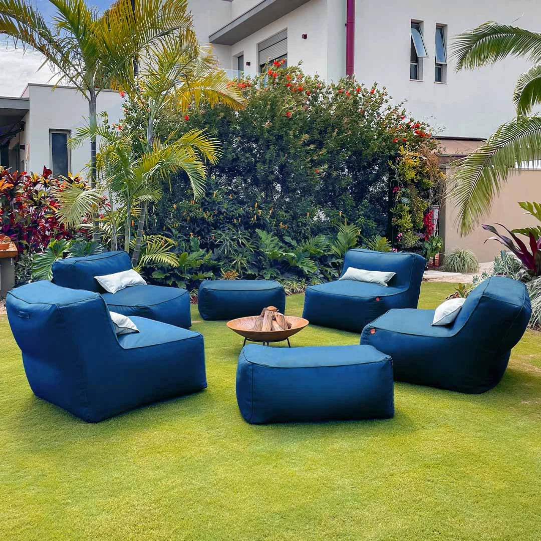 Kit 4 Puffs Joy + 2 Apoios + Lareira Externa 80cm