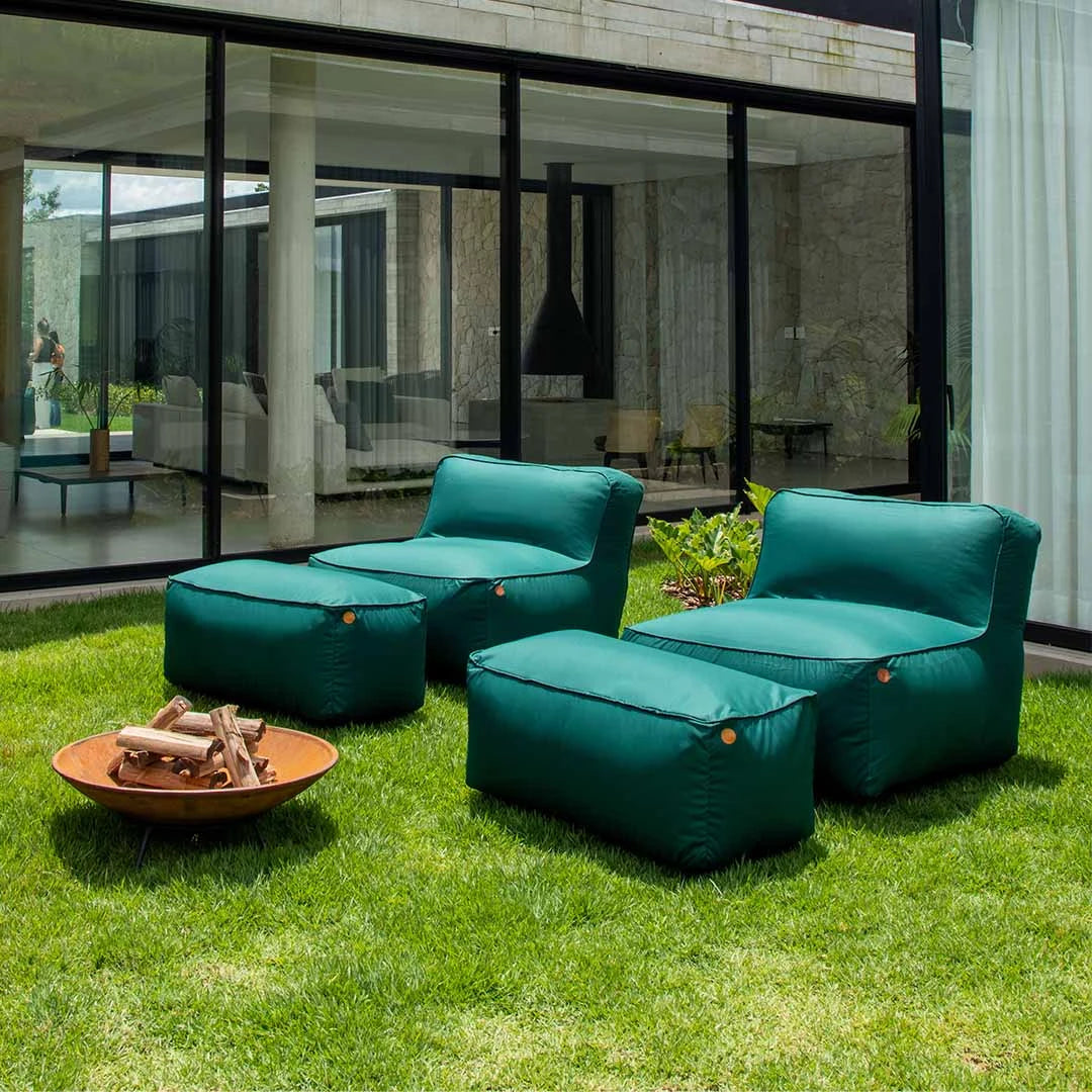 Kit 2 Puffs com Apoios + Lareira Externa 60cm