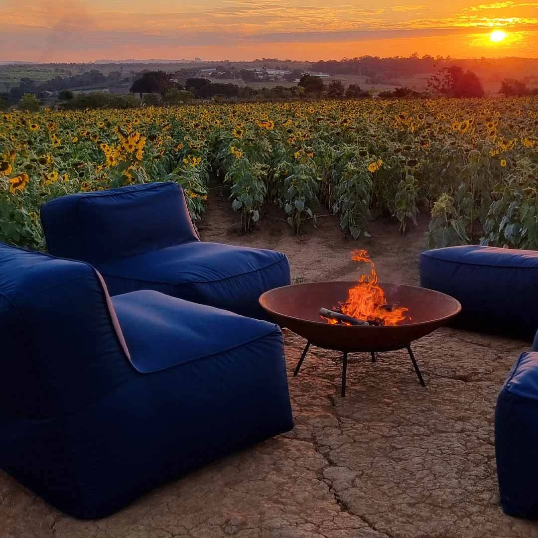 Kit 2 Puffs com Apoios + Lareira Externa 60cm