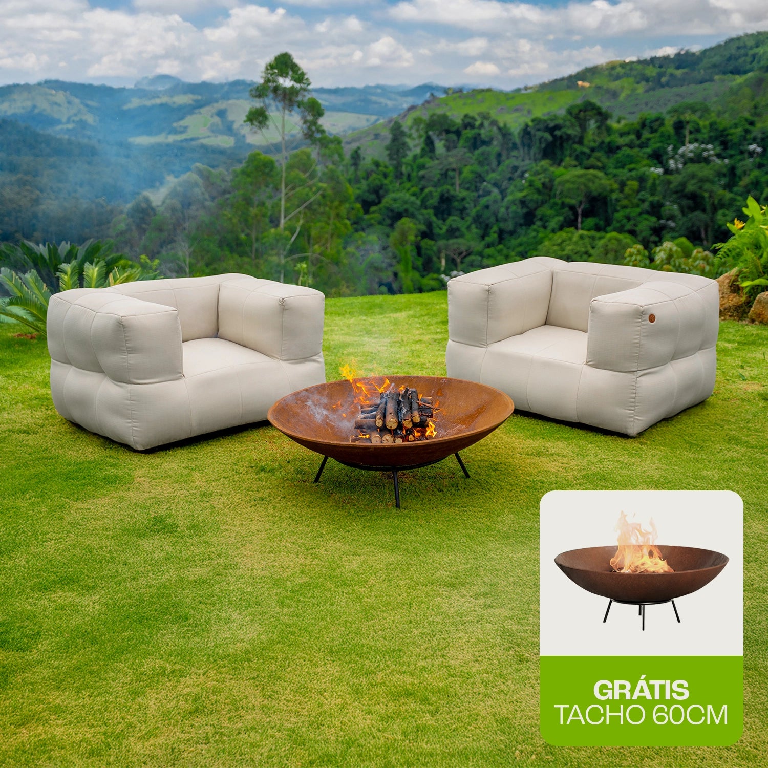 2 Puffs Comfy + 1 Tacho 60cm