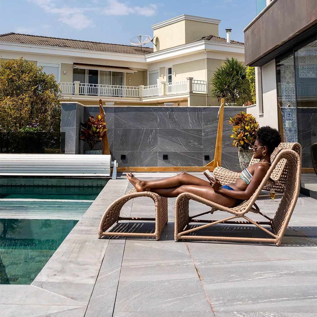 Poltrona Summer + Apoio - Tricô Náutico