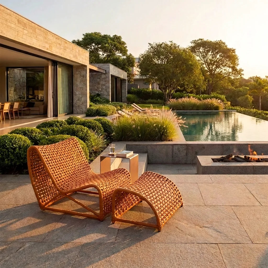 Poltrona Summer + Apoio - Tricô Náutico