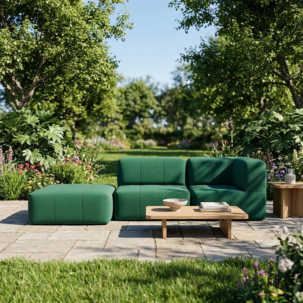 Lounge 3 Puffs Modulares com Canto e Apoio