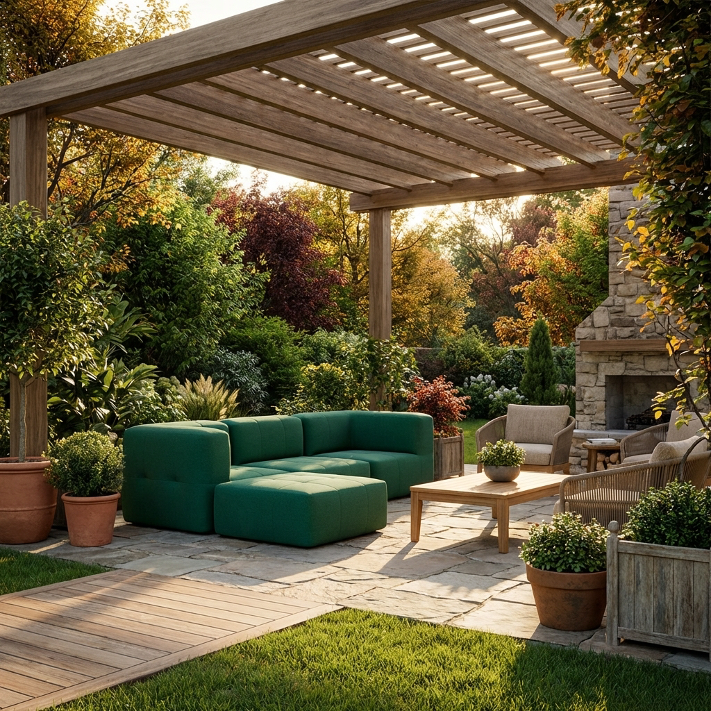 Lounge com 4 Puffs Modulares