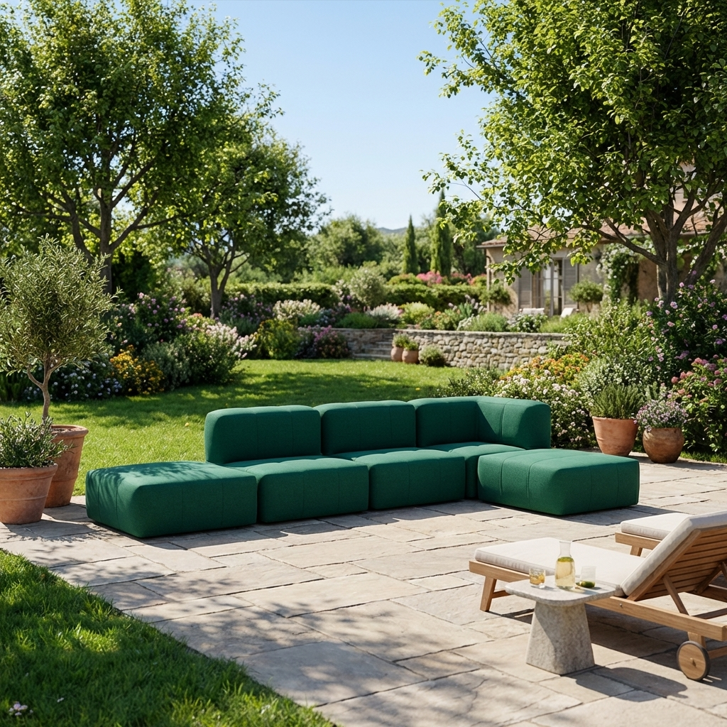 Lounge de 5 Puffs Modulares para Canto